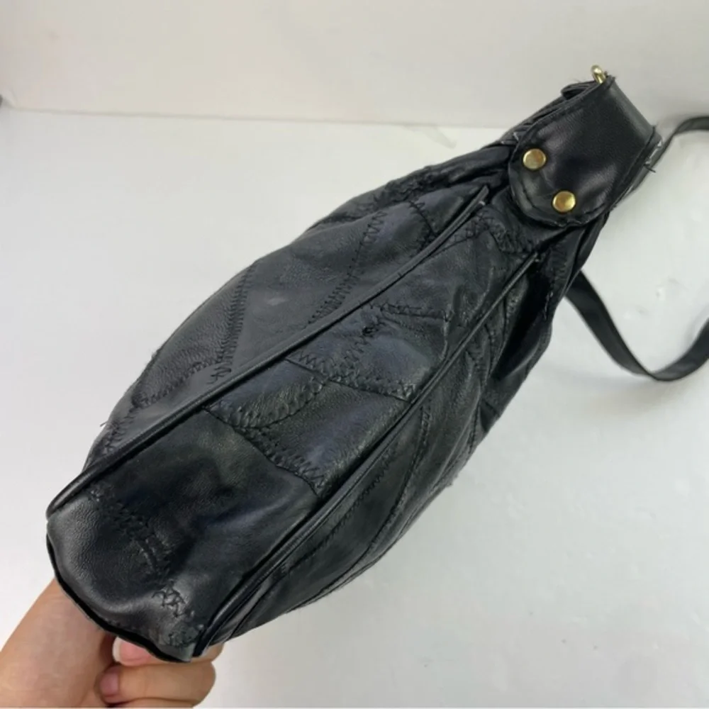 Vintage Black Patchwork‎ Crossbody Handbag Purse